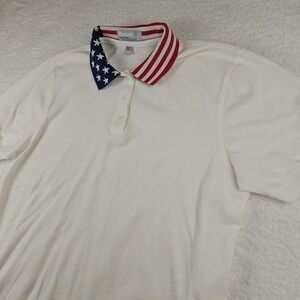 Vintage King Louie Polo Short Sleeve Ladies 3XL White America USA Patriotic Flag